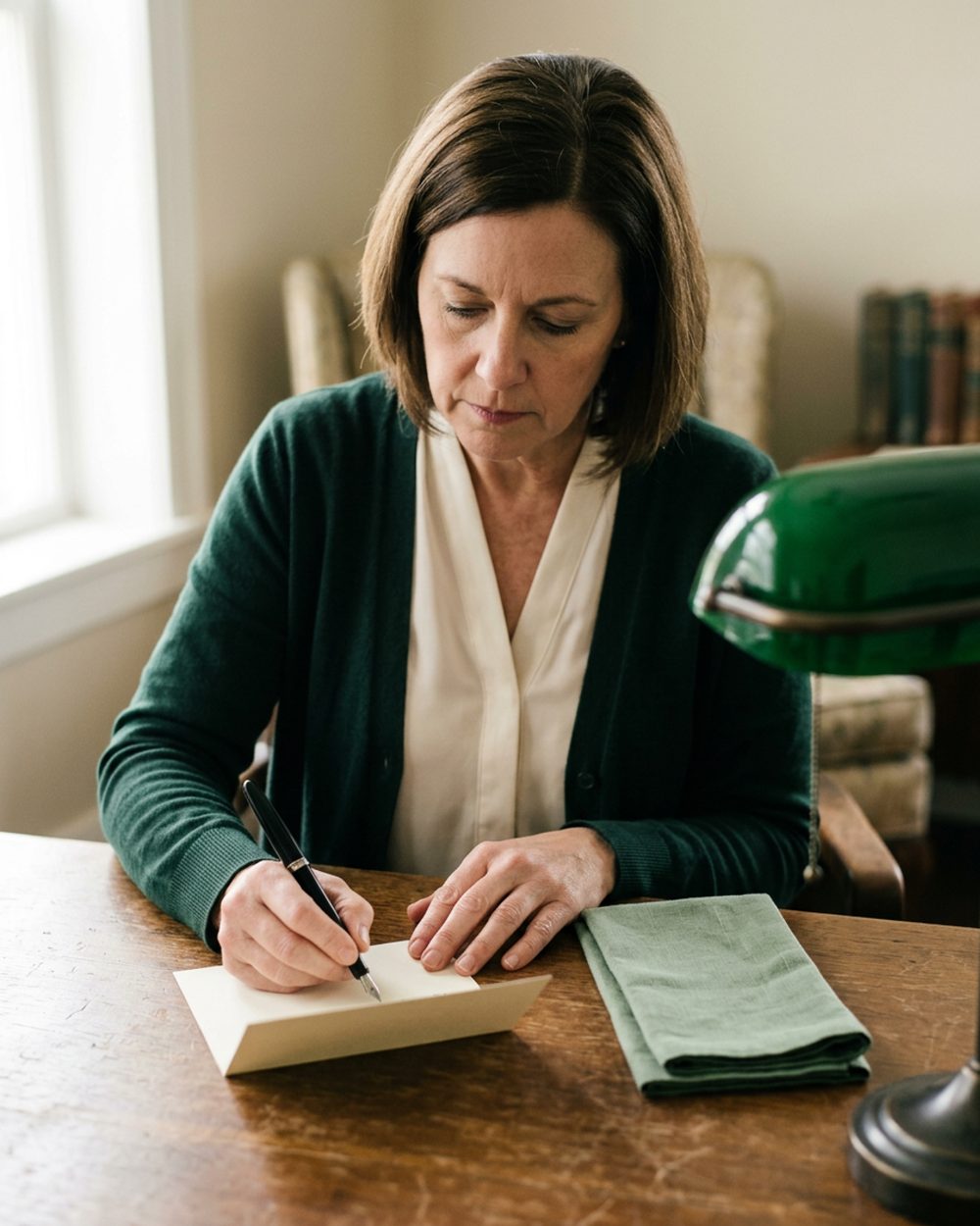 A funeral director at work, enrolling a family in the aftercare timeline