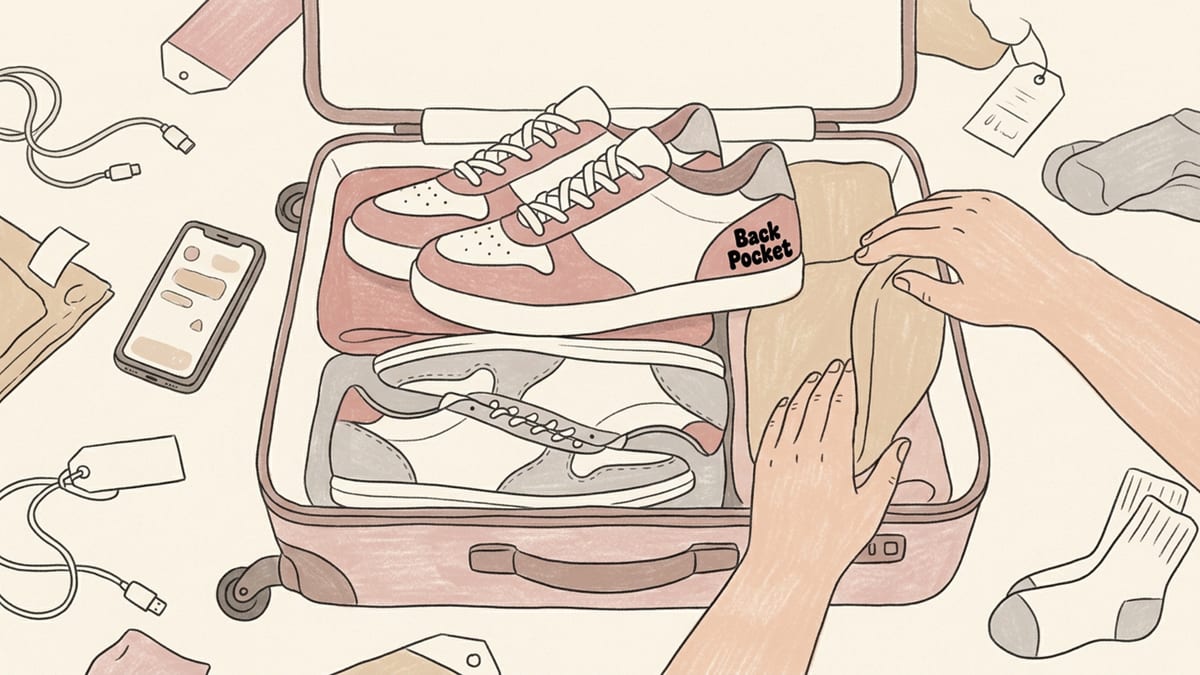 Illustrated sketch of the Back Pocket shoe at the design stage, with the fold drawn out