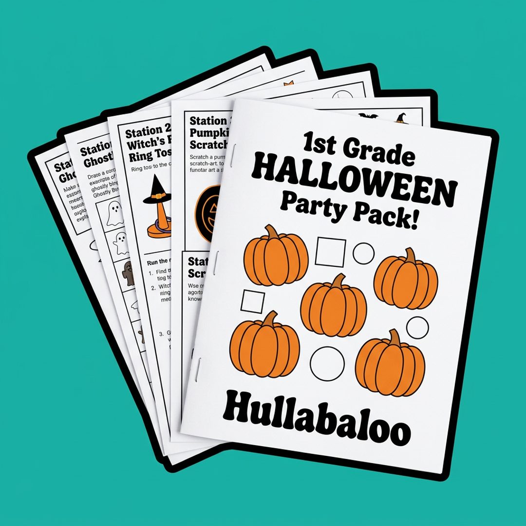 First Grade Halloween Party, 4 Centers (No Prep)
