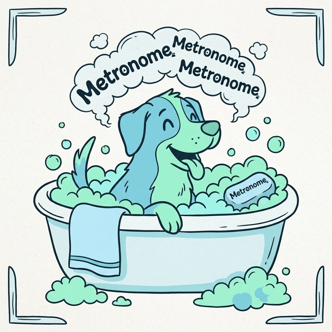 Hand-drawn illustration of a dog for the Splash and Go groom
