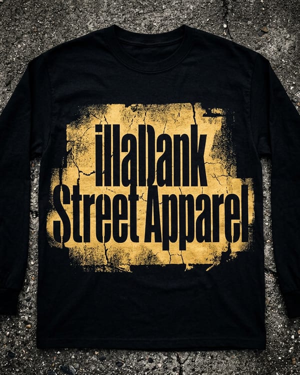 Get Rich Long Sleeve — black long-sleeve tee with stencil-distressed single graphic, worn against a concrete wall at night
