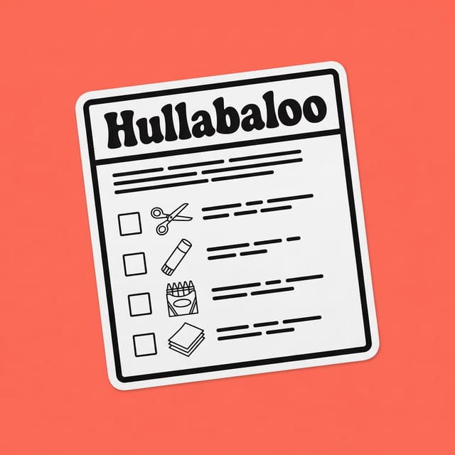 A printed supply list laid flat, a checklist of what to gather for the party centers