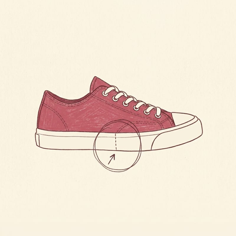 Back Pocket One sneaker folded flat, drawn in line art