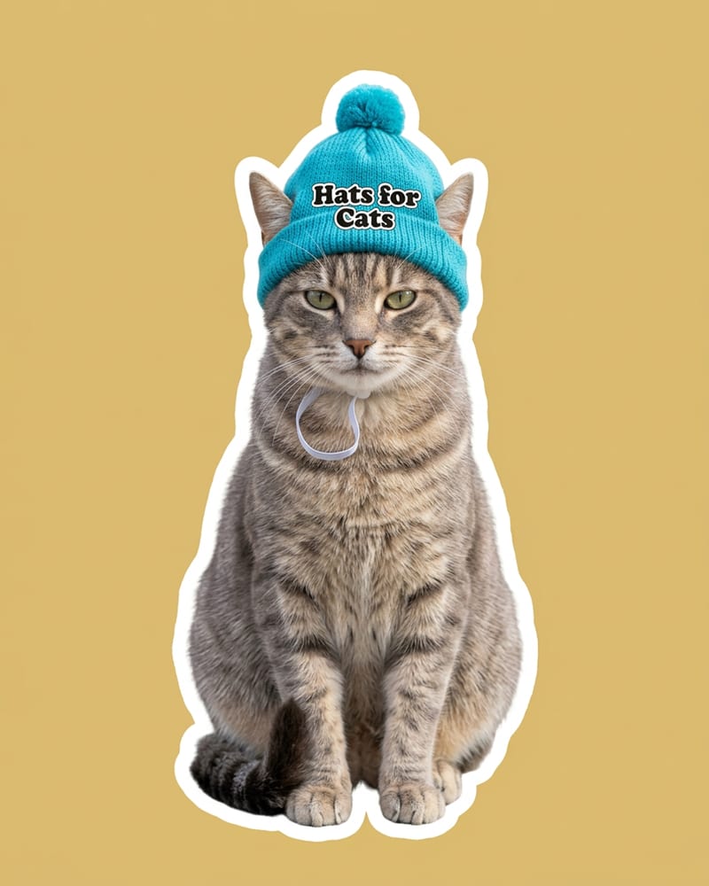 Étape 2 : le chat porte son chapeau et on prend la photo