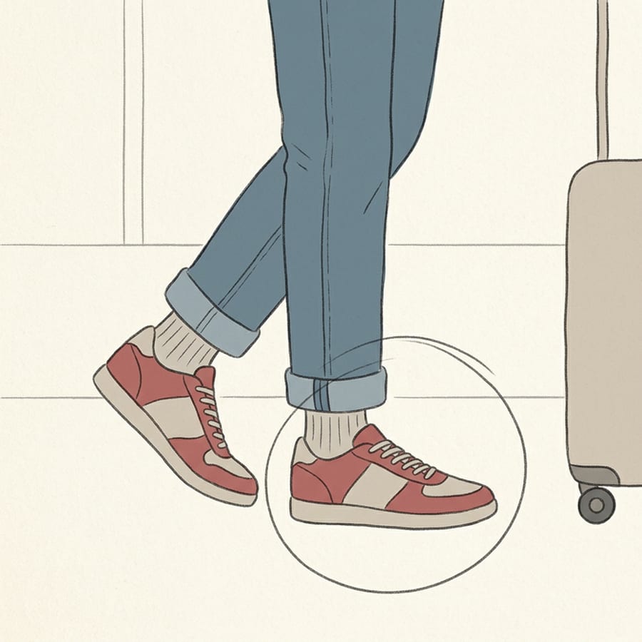 Illustration of a Back Pocket low-top sneaker worn on the foot, looking like any other sneaker