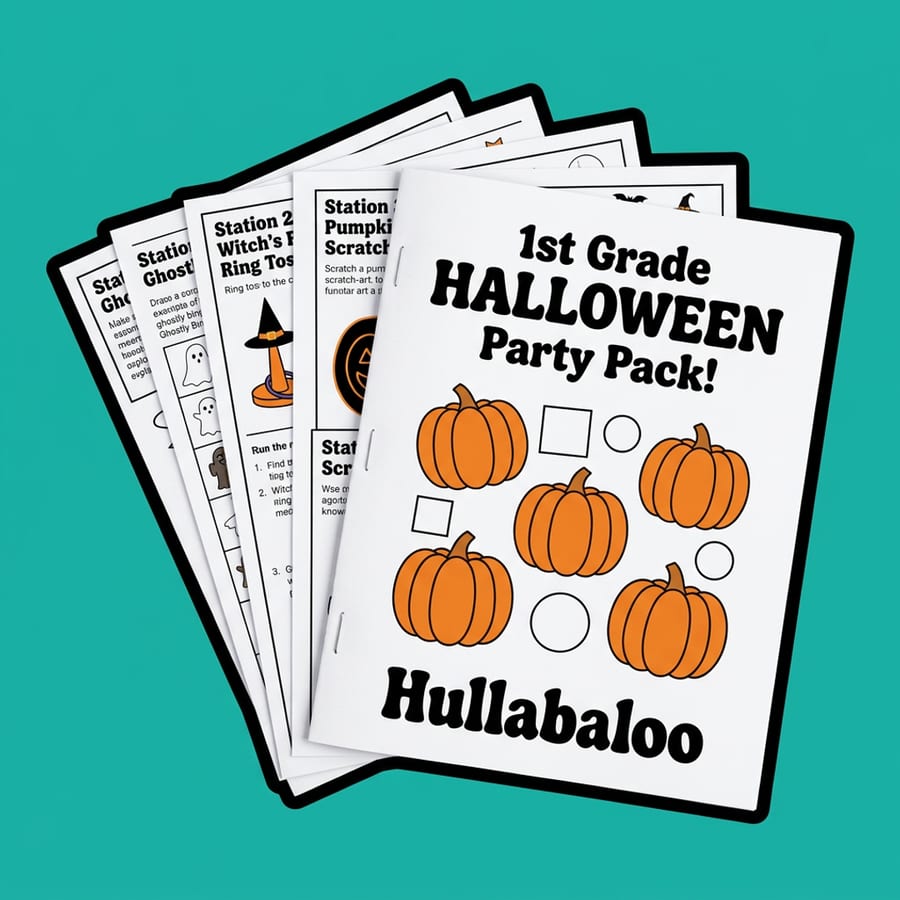 First Grade Halloween Party, 4 Centers (No Prep)