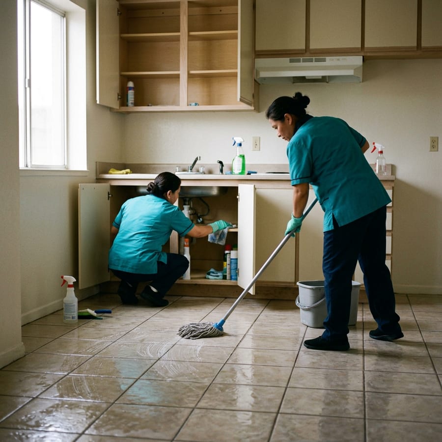 EasyKleen crew performing a tenant move-out clean in Worcester