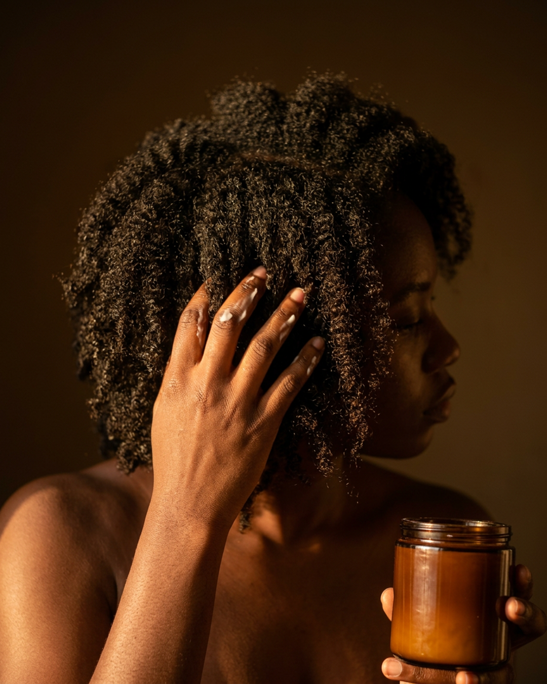 Haircare essentials laid out: oils, conditioners, and edge controls for natural and relaxed hair